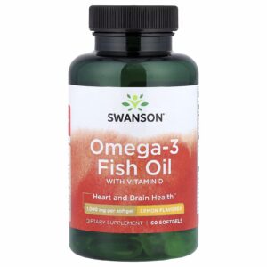 Swanson Omega-3 Fish Oil with Vitamin D - Lemon Flavoured 1000mg (60 softgels)